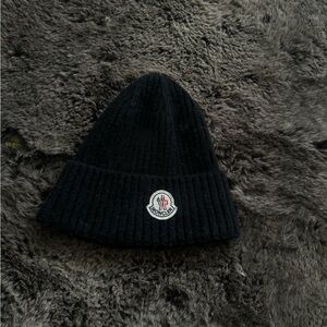 Moncler Black Ribbed Beanie